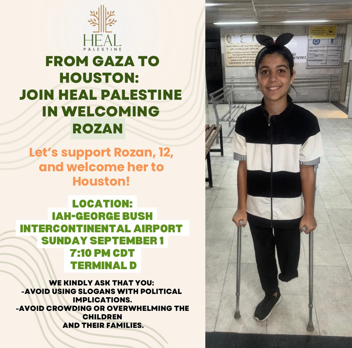 from Gaza to Houston: Join HEAL Palestine in welcoming Rozan